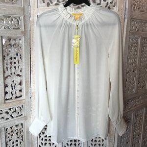 NWT Catherine Malandrino 100% Silk Ivory Blouse M